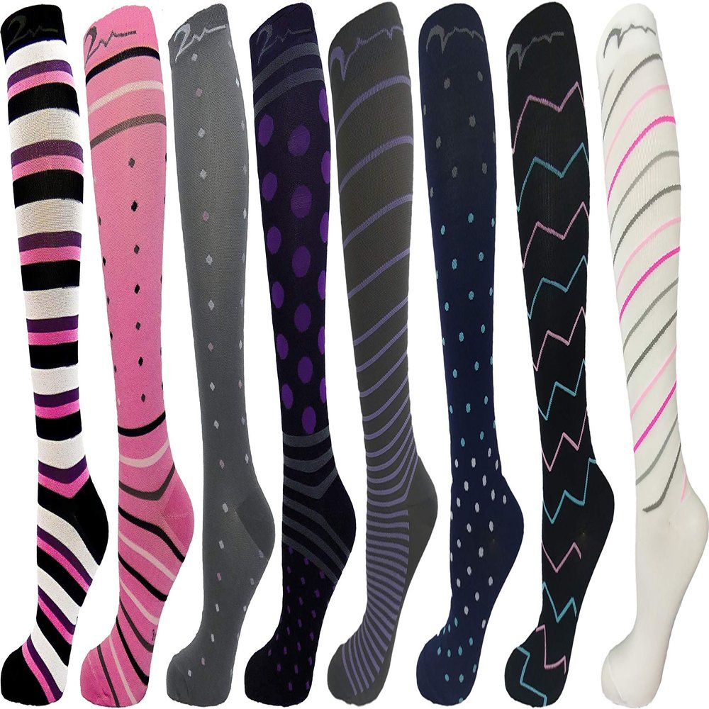 8 Pair Colorful and Fun Compression Sock Designs
