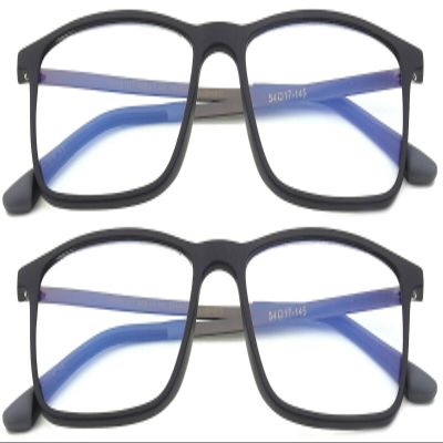 2 Pairs Matte Black Reading Glasses Stainless Steel Temple TR90 Blue Ray Blocking Computer With Case (2 Pairs - Matte Black, 1.75)