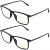 2 Pairs Matte Black Reading Glasses Stainless Steel Temple TR90 Blue Ray Blocking Computer With Case (2 Pairs - Matte Black, 1.75) view 2
