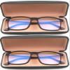 2 Pairs Matte Black Reading Glasses Stainless Steel Temple TR90 Blue Ray Blocking Computer With Case (2 Pairs - Matte Black, 1.75) view 3