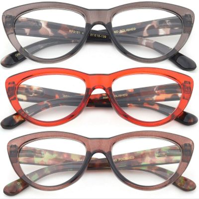 3 Pairs Women Reading Glasses Classic Cat Eye Retro Simple Cute Fashion Reader Eyewear (3 Pairs - Brown, Gray, Red, 1.75)