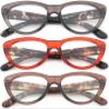 3 Pairs Women Reading Glasses Classic Cat Eye Retro Simple Cute Fashion Reader Eyewear (3 Pairs - Brown, Gray, Red, 1.75) view 1