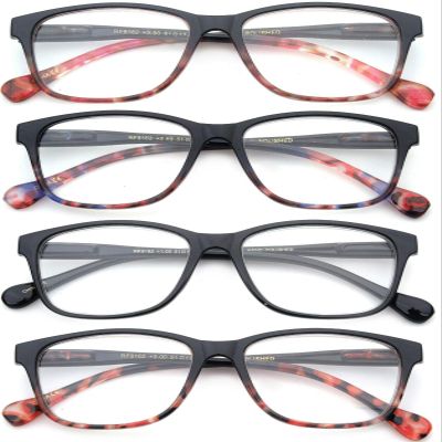 4 Pairs Man Women Fashion Reading Glasses Classic Retro Reader Spring Hinged Frame +1.00 to +3.00 (4 Pairs - One Color Each, 1.75)