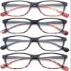 4 Pairs Man Women Fashion Reading Glasses Classic Retro Reader Spring Hinged Frame +1.00 to +3.00 (4 Pairs - One Color Each, 1.75) view 1
