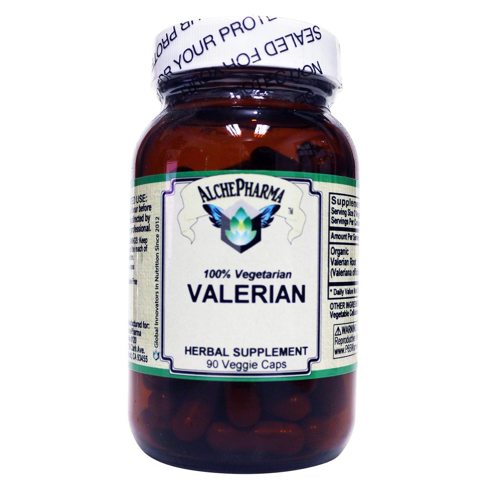 AlchePharma Valerian Root 500mg Capsules- Organic Valeriana officinalis