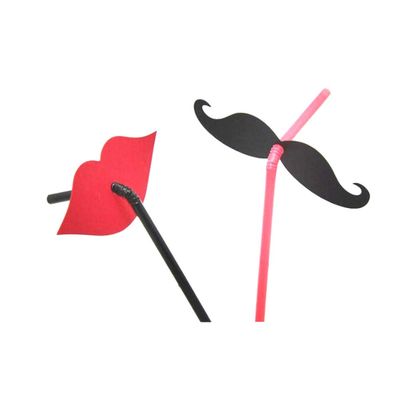 40pcs Straws Drink Straw Red Lips Straw Lovers Decorate Drinks