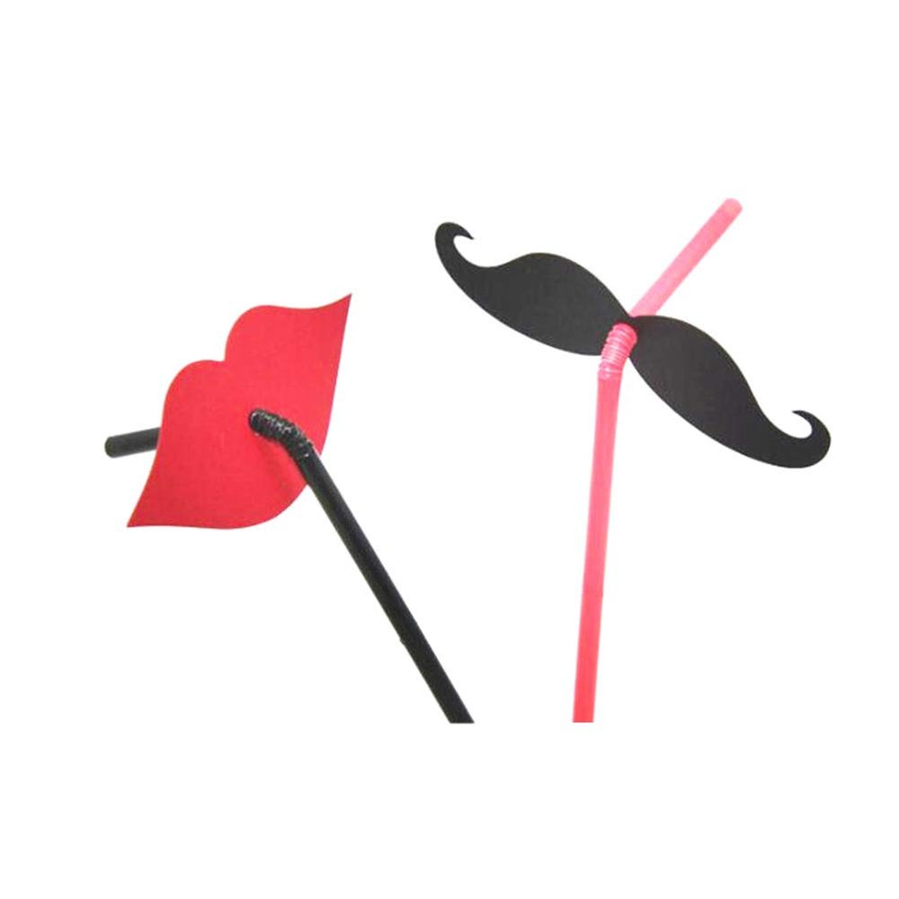 40pcs Straws Drink Straw Red Lips Straw Lovers Decorate Drinks