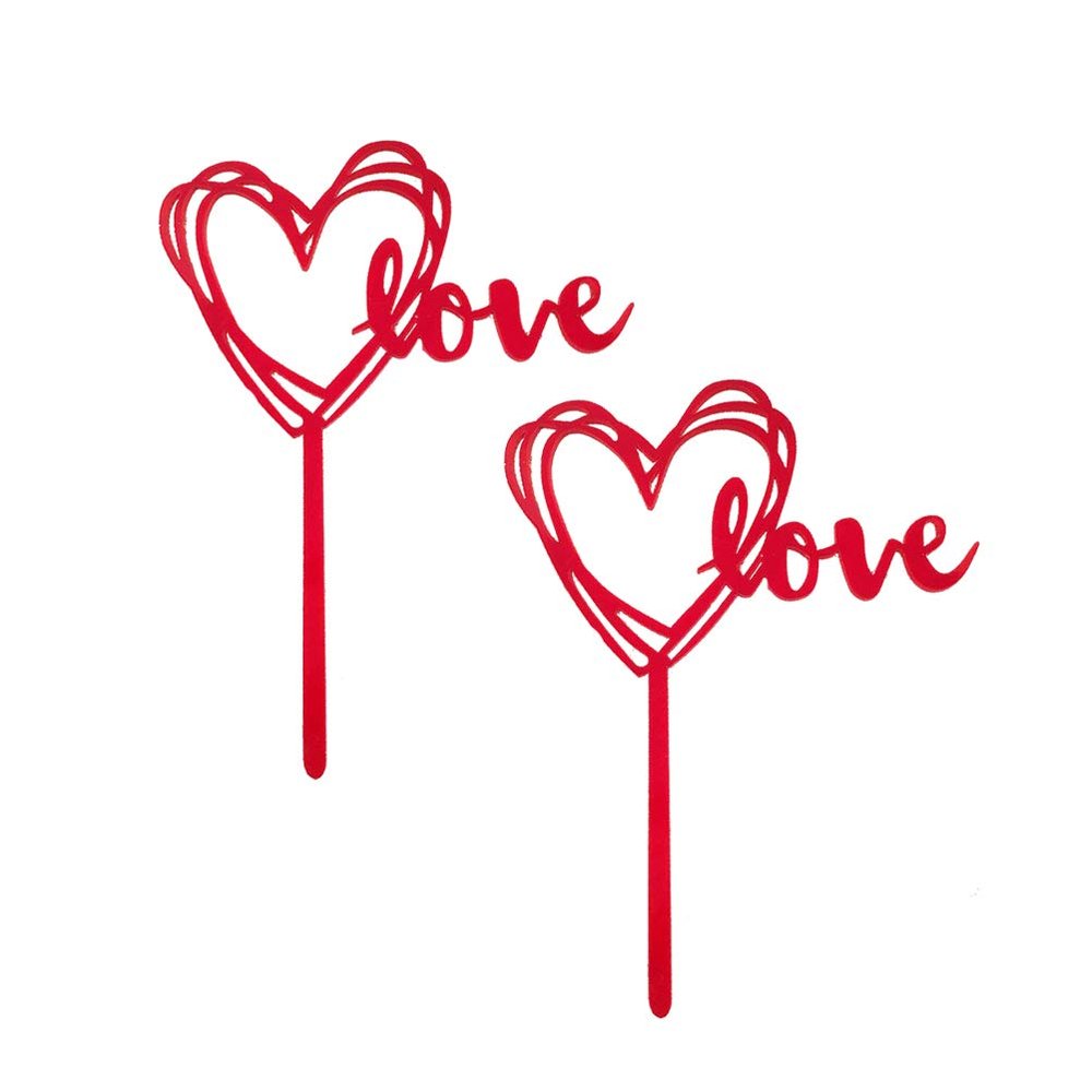 10 Pcs Wedding Red Love Shape Picks Love Cake Topper Red Valentines Day Cake Topper Valentine Cake Picks Romantic Decorations Shape Deisgn Cake s Strawberry Props 3d