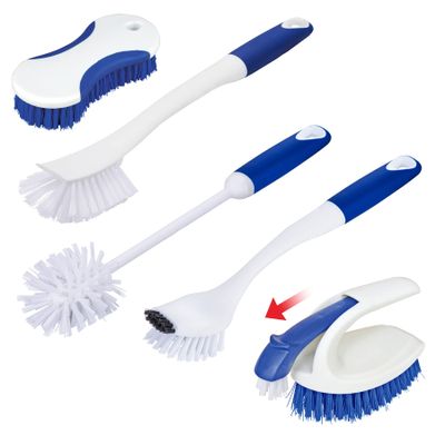 CELOX Kitchen Scrub Brush Set with Ergonomic Handle, Deep Cleaning Brushes, Include Dish Brush (Blue)
