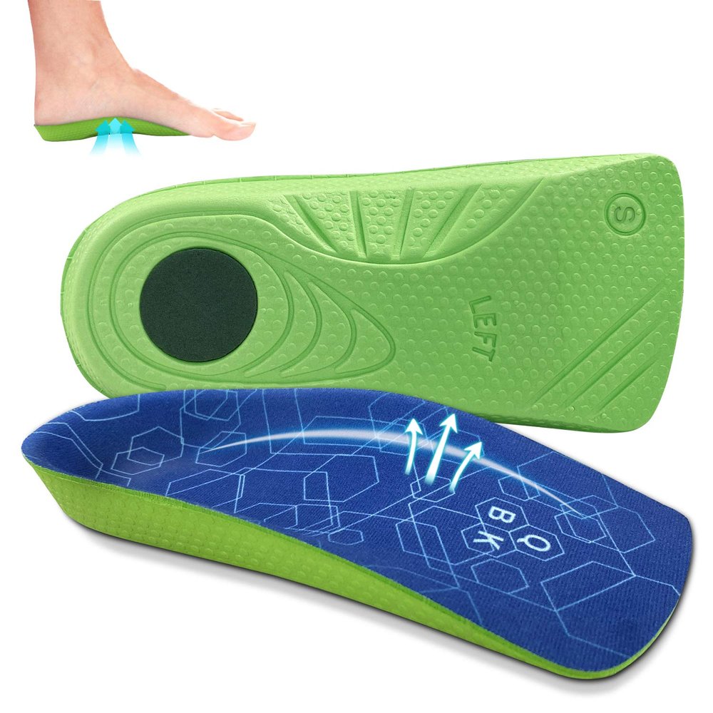 Insoles for Plantar Fasciitis, QBK Arch Support Insoles for All Day Comfort, Avoid Achilles Tendonitis, Metatarsalgia, Overpronation, Heel Spurs, 3/4 Thin Unisex Insoles S S:men5.5-7/Women7-8.5