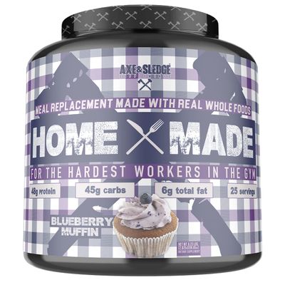 Axe & Sledge Supplements Home Made Whole-Foods-Based Meal Replacement Powder with Digestive Enzymes, Protein, Carbohydrates, and Fats, 25 Servings, Blueberry Muffin