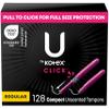 U by Kotex Click Compact Tampons, Regular Absorbency, Unscented, 128 Count (8 Packs of 16) (Packaging May Vary) view 1