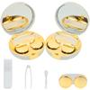 FEILIBAY 2 Pack Marble Contact Lens Case All-in-One Travel Contact container Soak Storage Kit(Gold) view 1