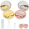 FEILIBAY 2 Pack Marble Contact Lens Case All-in-One Travel Contact container Soak Storage Kit(Rose Gold + Gold) view 1