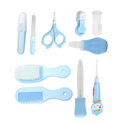 Baby Grooming & Health Kits, Toddler Healthcare and Grooming Set, 10 in 1 Baby Health Care Tools with Safety Nail Clipper Scissor Newborn Grooming Kit (Blue)