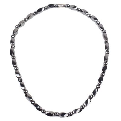 IRUMENG Hematite Necklace Unisex Black- Natural Magnetic Hematite Necklace Relieve Fatigue around Neck, Shoulder-19.6 inch (50cm)