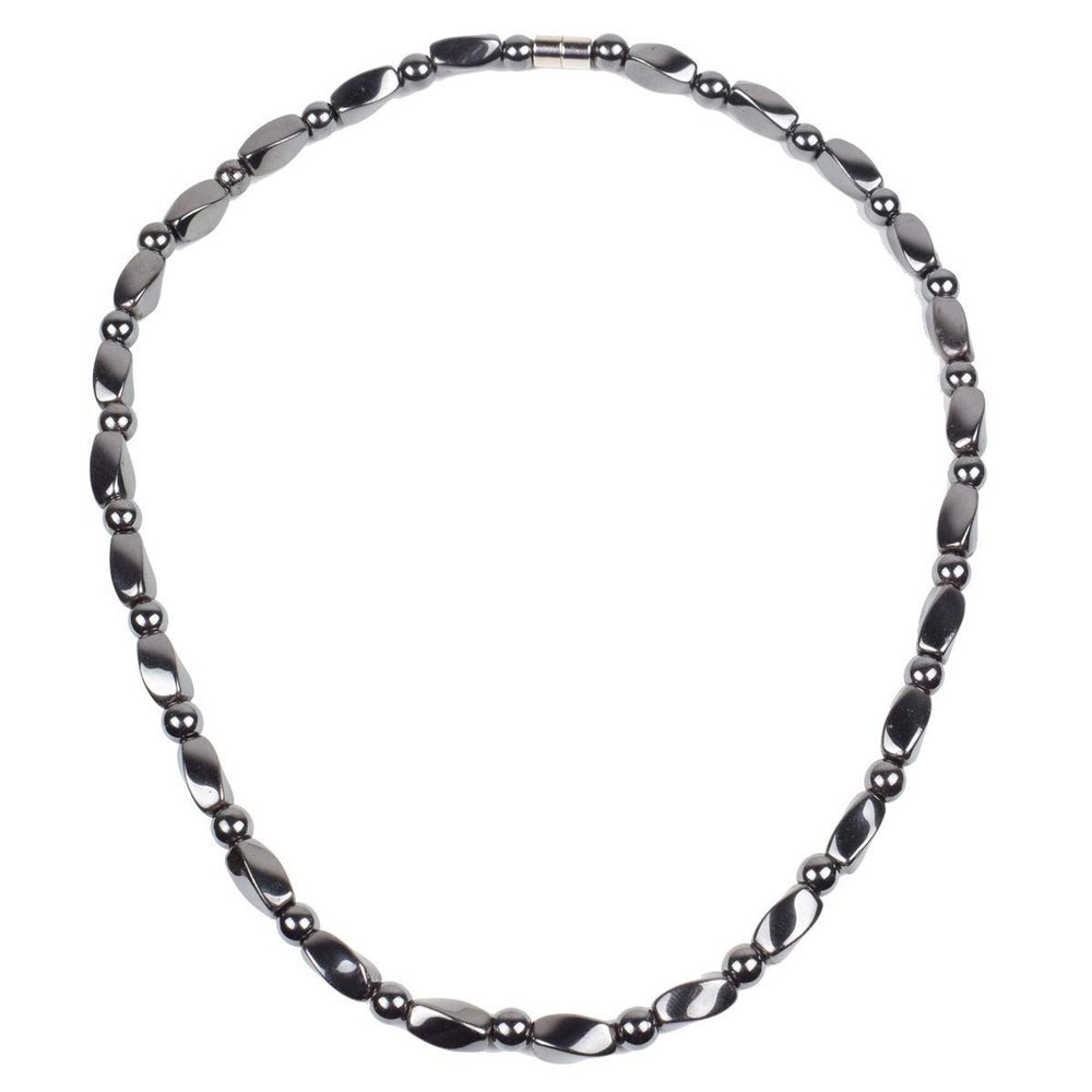 IRUMENG Hematite Necklace Unisex Black- Natural Magnetic Hematite Necklace Relieve Fatigue around Neck, Shoulder-19.6 inch (50cm)