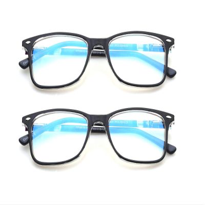 2 Pairs Man Women Reading Glasses Blue Light Blocking Spring Hinge Computer CP Frame With Case (2 Pairs - Black, 1.75)