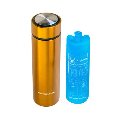 4ALLFAMILY Nomad Insulin Travel Case Cooler  48H Non-Electric Insulin Cooler Travel Case TSA Approved with Lightweight Design  Air Traveling Friendly, Reusable Medium Gold Thermo for Medications