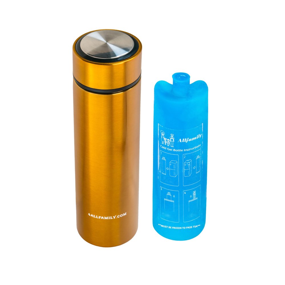 4ALLFAMILY Nomad Insulin Travel Case Cooler  48H Non-Electric Insulin Cooler Travel Case TSA Approved with Lightweight Design  Air Traveling Friendly, Reusable Medium Gold Thermo for Medications