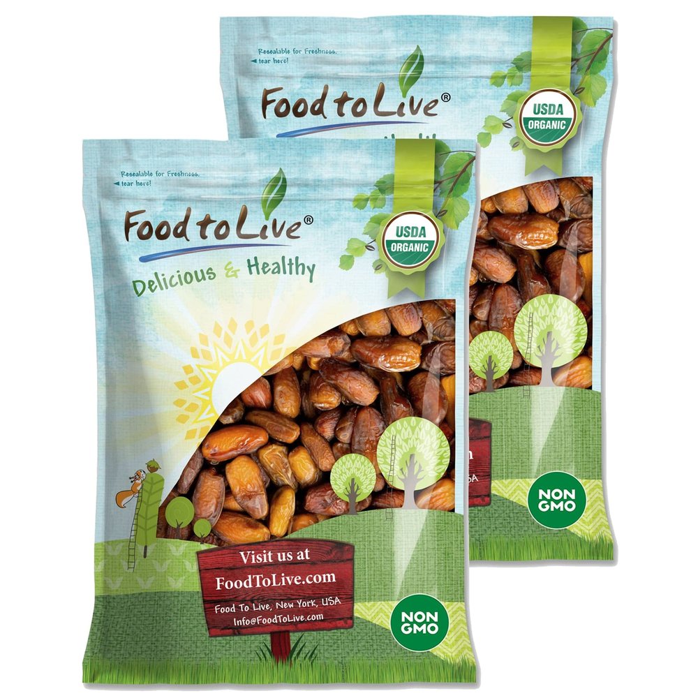 Food to Live Organic Deglet Noor Dates, 14 Pounds Pitted, Non-GMO, Soft & Juicy, Unsulfured, Raw, Dried Fruit, No Sugar Added, Vegan, Kosher, Paleo, Sirtfood, Bulk, Good Source of Dietary Fiber.