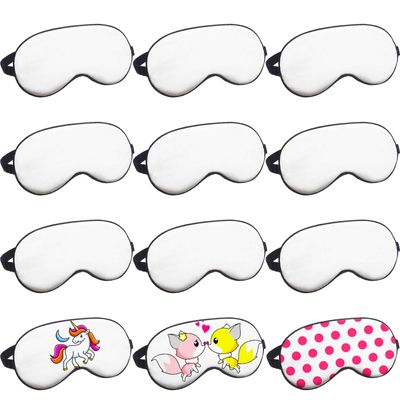 10 Pack White Sleep Mask Sublimation Blank Eye Mask Silk Blindfold Shade Cover with Adjustable Strap for DIY Sleepover Party Supplies Travel Nap Meditation Team Games
