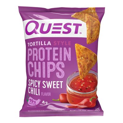 Quest Nutrition Spicy Sweet Chili Tortilla Chips, 19g Protein, 4g Net Carb, Gluten Free, 1.1 oz (Pack of 12)