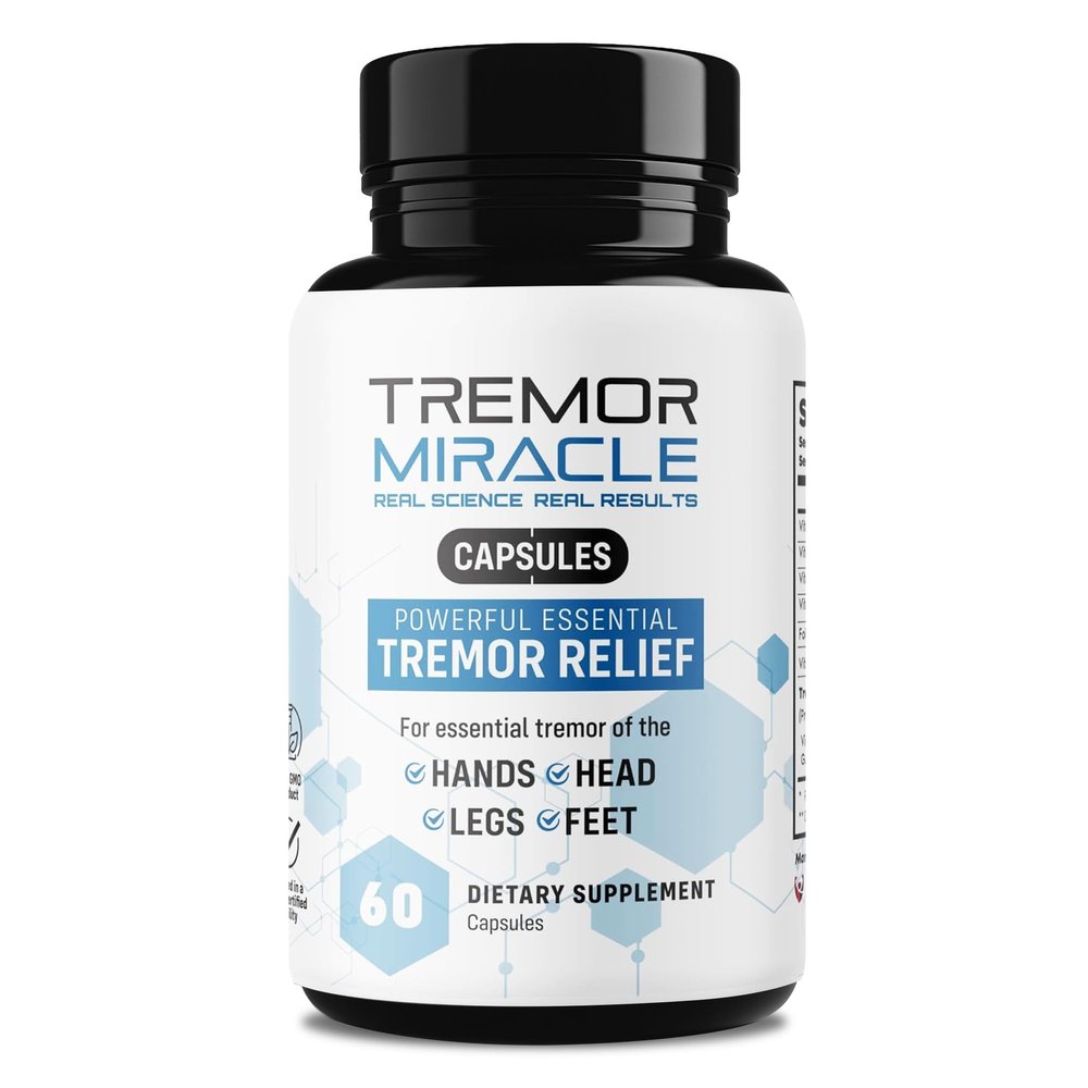Real Science Tremor Miracle Capsules Tremor Relief Supplement and Hand Tremor Aids for Adults with TremorStop Blend, GABA, and Vitamins for Neurotransmission Support Made in USA, 60 Caps