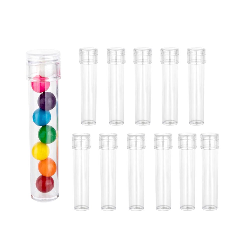 Hammont Tube Shaped Acrylic Candy Boxes - 12 Pack - 4.5"x0.94" - Perfect for Weddings, Birthdays, Party Favors and Gifts | Designer Cute Clear Lucite Plastic Treat Containers