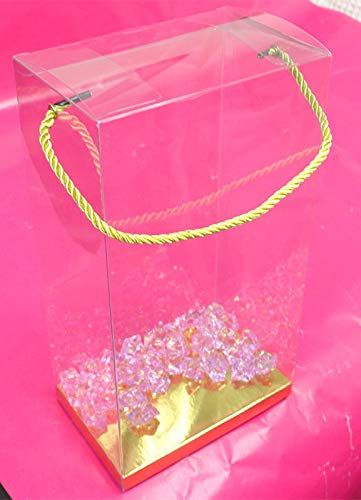 Durapak Supplies 36 PCS 6(W) x4(D) x11.5(H) Rope Handle w/Golden Card Bottom, Clear Plastic PVC Boxes for Party Favor Wedding Favor, retail products packaging and display