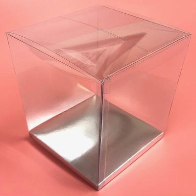Durapak Supplies 96 PCS 4 x 4 x 4-1/2" w/Silver Card Bottom, Clear Plastic PVC Boxes for Party Favor Wedding Favor, retail products packaging and display