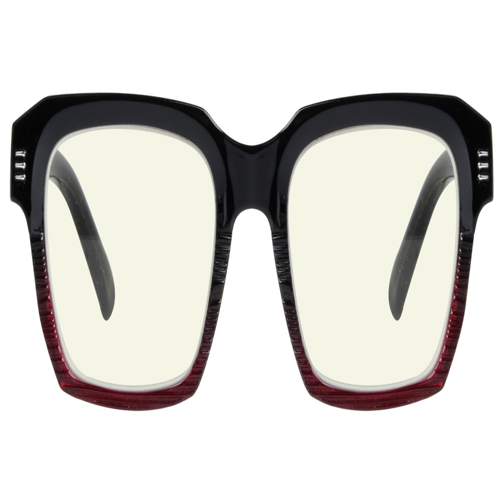 Eyekepper Square Reading Glasses for Women Blue Light Blocking Large Frame Computer Readers - Black/Red