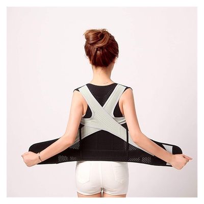 DSMYYXGS Women Men Back Shoulder Posture Corrector Lumbar Brace Spine Support Belt Adjustable Adult Corset Posture Correction Belt (Color : Black, Size : Large)