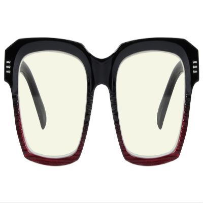 Eyekepper Square Reading Glasses for Women Blue Light Blocking Large Frame Computer Readers - Red +0.75