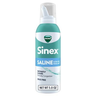 Vicks Sinex Saline Nasal Spray, Drug Free Ultra Fine Mist, Clear Everyday Sinus Congestion Fast, Clear Mucus from a Cold or Allergy, Daily Use 5.0 fl oz