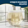 HomeyGear 6 Pack Plastic Diamond Shaped Wine Glasses BPA Free Clear Goblets Stemless 12 Oz Disposable Elegant Drink Cups for Parties Wedding Receptions Fancy Reusable Tumblers for Easy CleanUp view 3
