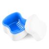 Annhua Partial Denture Case Retainer Cleaner Case, Large Retainer Cleaning Case with Strainer, ABS Travel Denture Cups for Soaking Dentures and False Teeth - Blue view 1