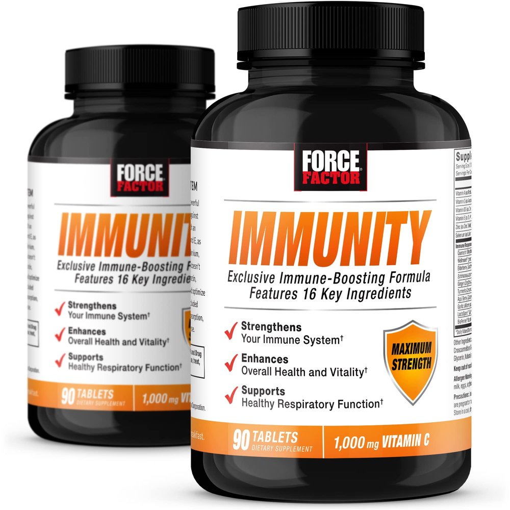 Force Factor Immunity, Immune Support Booster with Elderberry and 1000mg of Vitamin C, Plus Vitamin D, Zinc, Probiotics, Antioxidants, and Echinacea for Immune Health Defense, 90 Count (Pack of 2)