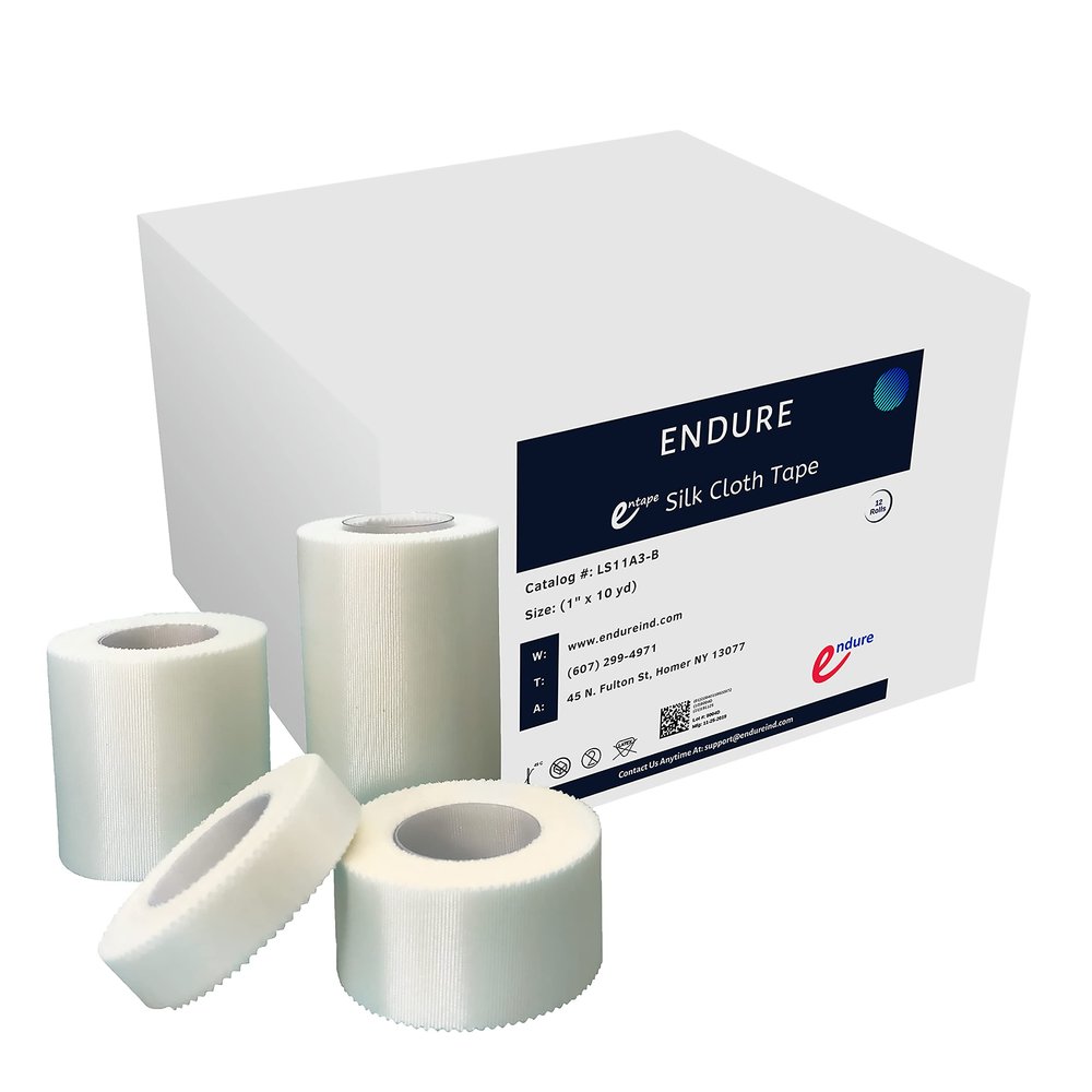 Endure Entape, Hypoallergenic First Aid Medical Cloth Silk-Like Tape, Irritation Free (0.5 Inch Width x 10 Yards Length) Pack of 24