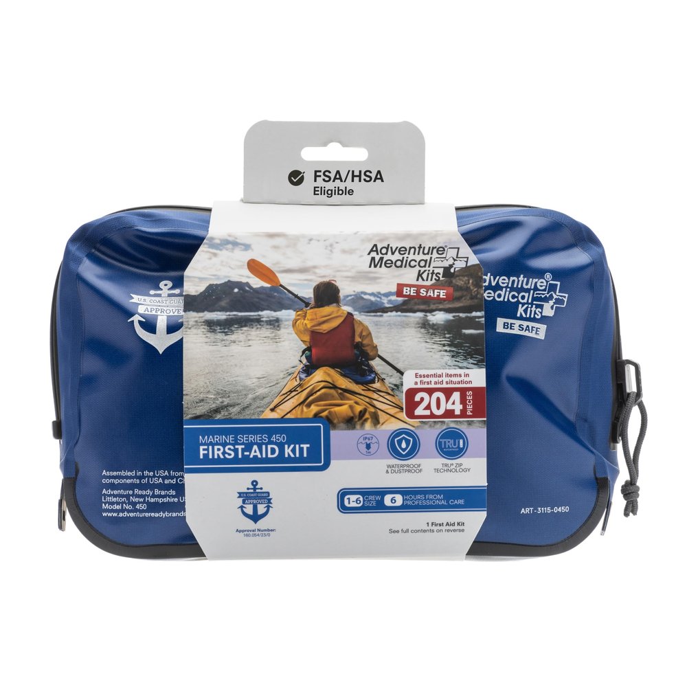Adventure Medical Kits Marine Series Medical Kit - 450 - Boat First Aid Kit For 6 People 6 Hours From Care - Includes Emergency Medical Supplies Like Bandages, Medicine, Guide Book & More