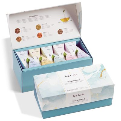 Tea Forte Premium Presentation Box Gift Set Sampler, 20 Count, Assorted Blends Individually Wrapped Handcrafted Pyramid Infuser Bags, Wellbeing Tea