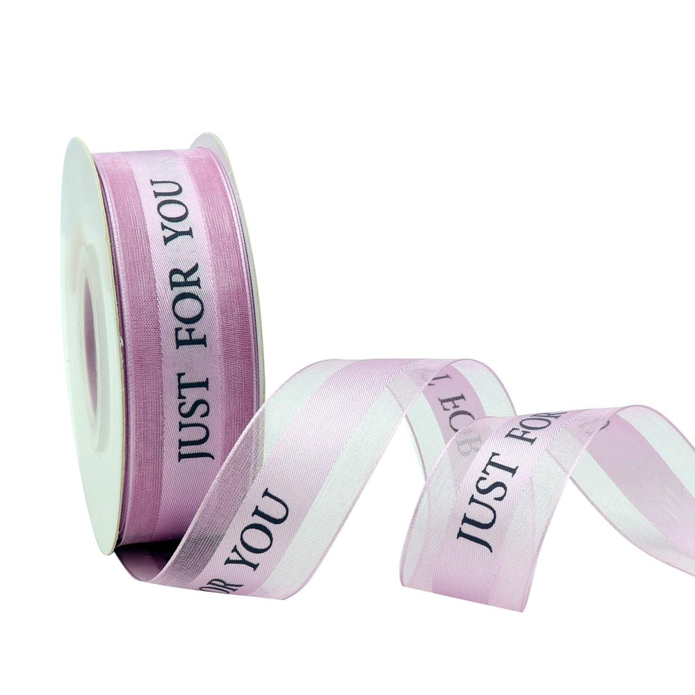 1 Inch Light Purple Chiffon Valentines Ribbon, Just for You Ribbon for Gift Wrapping, Holiday Party, Wedding Decorations, 22 Yards Gift Ribbon for Balloons, Sewing, and Floral DIY Decor