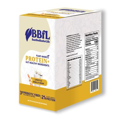 BBfL Plant-Based Protein Shake  21g Vegan Protein, Vanilla Bean + Apple Cider Vinegar, Prebiotics, Digestive Enzymes, Supports Gut Health  All-in-One Shake for Women & Men (10 Servings, Vanilla Cream)
