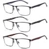 Lcbestbro 3 Pack Business Blue light Blocking Reading Glasses for Men, 4.0 Metal Readers view 1