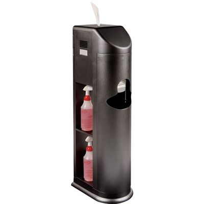 Zogics All-in-One Cleaning Station  Complete Sanitizing Station with Disinfecting Wipes Dispenser, Gel Dispenser, Trash Can and Storage, Black (1 Station)