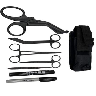 ASA Techmed EMT and First Responder Medical Tool Kit: Adjustable Nylon Belt Pouch, Premium First Aid Gear: EMT Shears, 7.25" Bandage Scissors, 5.75" Forceps, 6" Hemostat,Pupil Light, and More