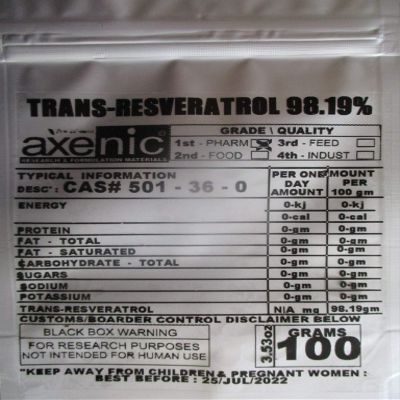 100 grams TRANS RESVERATROL POWDER 98% W/W