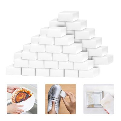 100 Pack Magic Sponges Eraser for Cleaning, Premium Reusable Melamine Sponge Scrubber Foam Cleaning Pads for Kitchen Dishes, Bathtub, Baseboard, Shoes Cleaner, Not Easily Rip