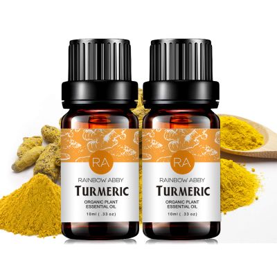 2-Pack Turmeric Essential Oil 100% Pure Oganic Plant Natrual Turmeric Oil for Diffuser Message Hair Skin Care - 2X10ML