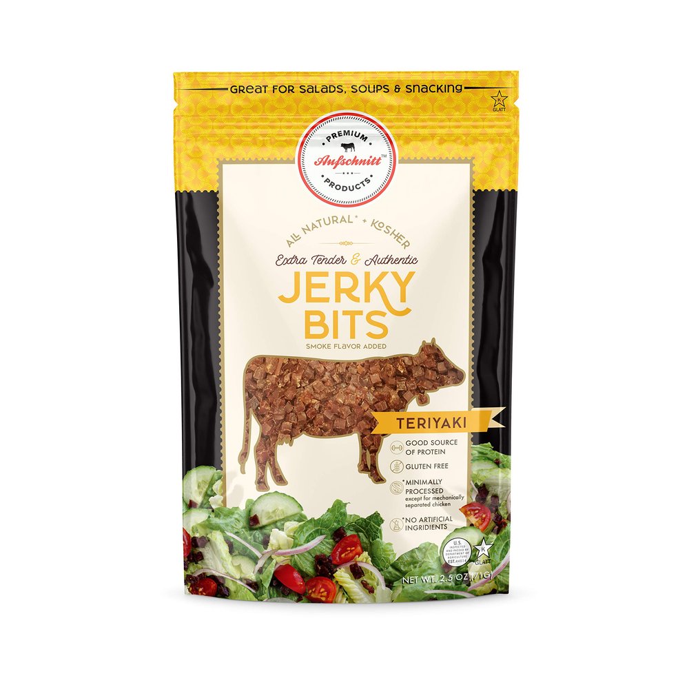 Aufschnitt Jerky Bits Bites, Healthy Snacks Made of Beef and Chicken, High Protein - Kosher, and Keto Friendly (2 Pack, Teriyaki Flavor)